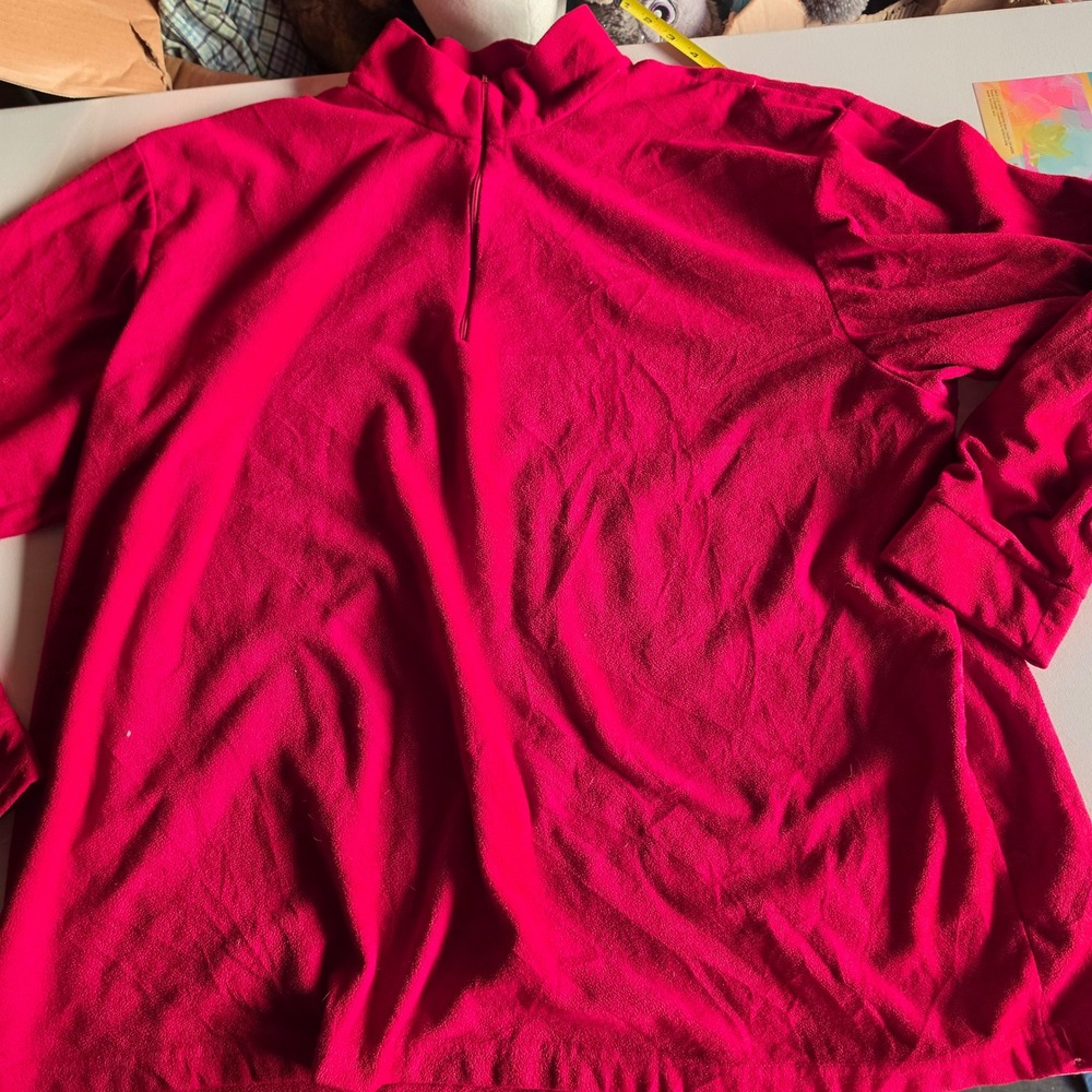 ButterFleece Mens Red Quarter Zip Pullover Fleece Mock Neck Sweater Top